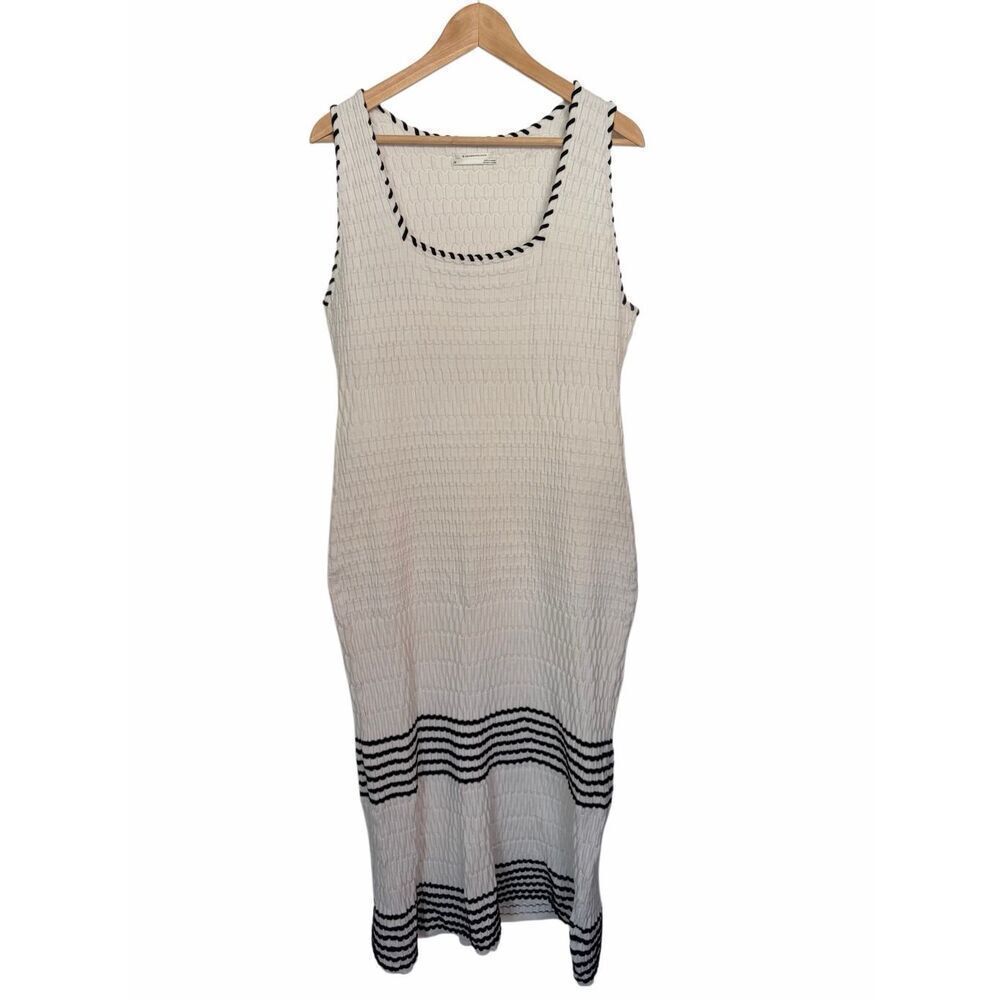 Anthropologie The Aimee Slim Ribbed Knit Midi Dress in White Size XL - Picture 4 of 12